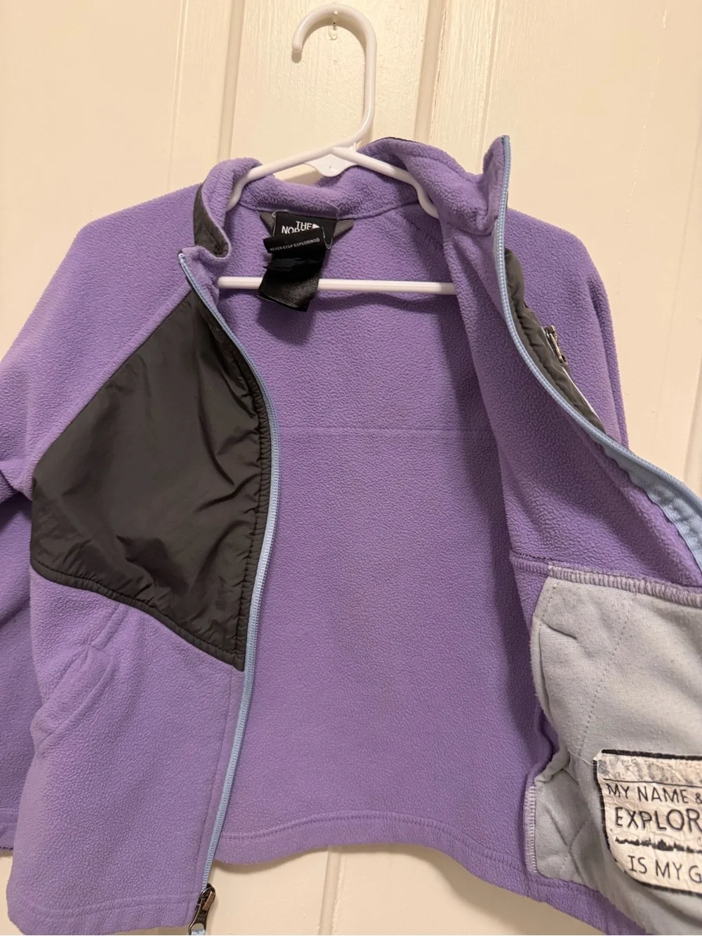 The North Face Lavender Fleece Jacket with Black Chest Panel